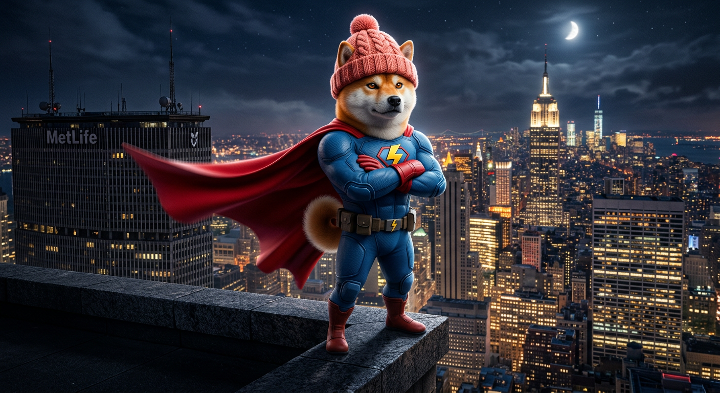 SIWIFHAT standing on a rooftop edge above the night city