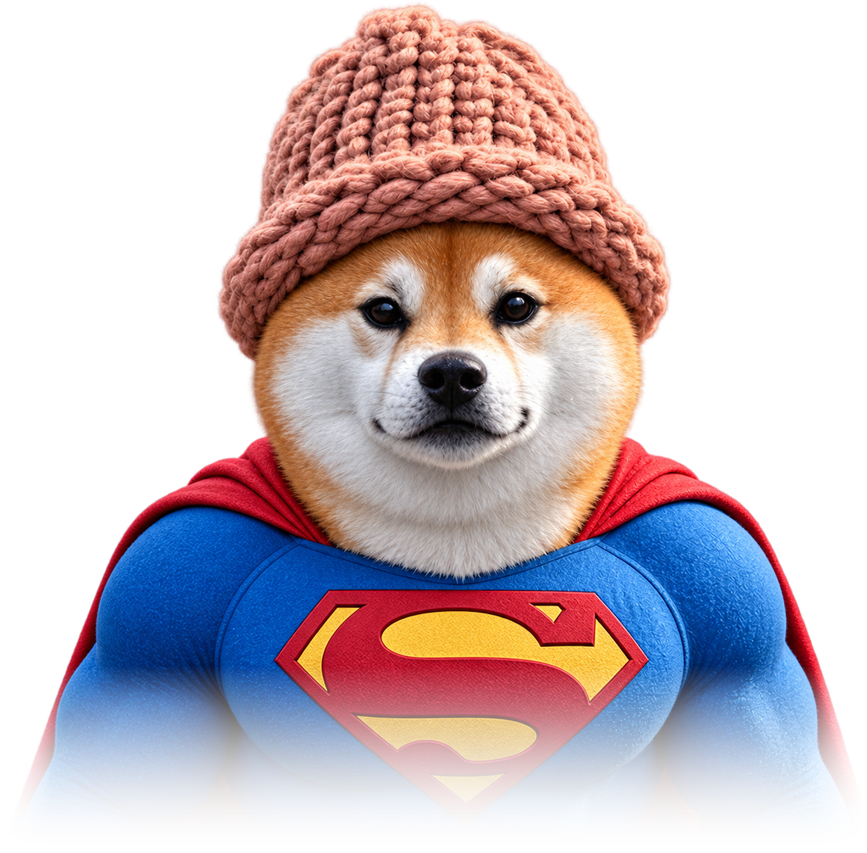 SIWIFHAT — Shiba Inu superhero in a knitted hat